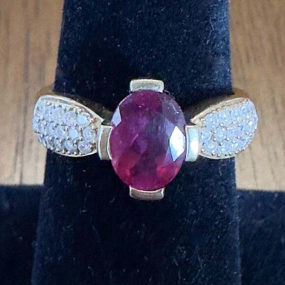 Lorenzo Design Rubellite Pink Tourmaline Ring ~1.2 ct 18K Gold w Accent Diamonds - Picture 10 of 10